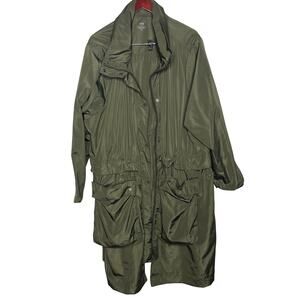 Zuda Olive Green Hooded Water Repellent Packable Coat Sz 4X